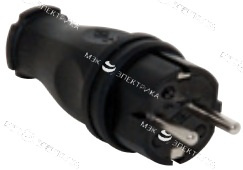 Вилка переносная (каучук) 2P+E, 16A, 220-240V, IP44