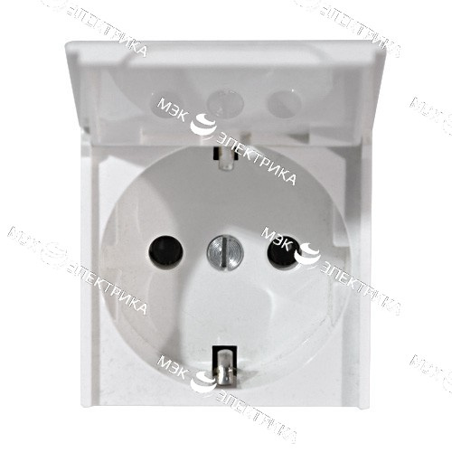 Розетка 1-м СП 2мод. Mosaic 16А IP41 антибактер. 2P+E с заземл. с крышкой безвинтов. клеммы механизм