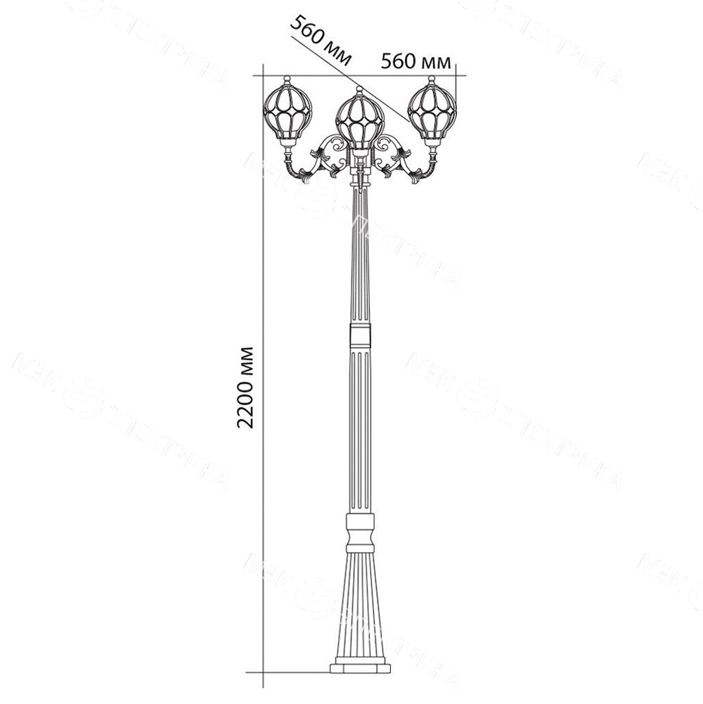 Светильник садово-парковый, 3*60W 230V E27 черное золото, IP44, PL3709