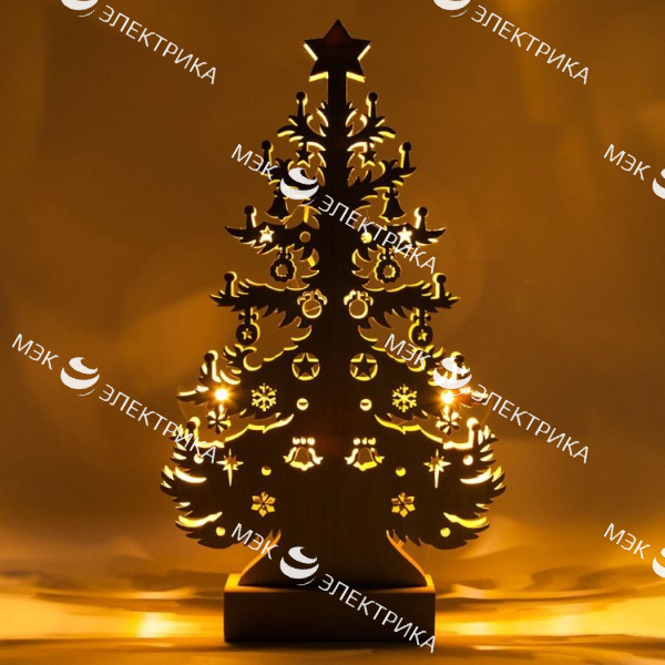 Деревянная световая фигура "Ёлка на батарейках", LT087