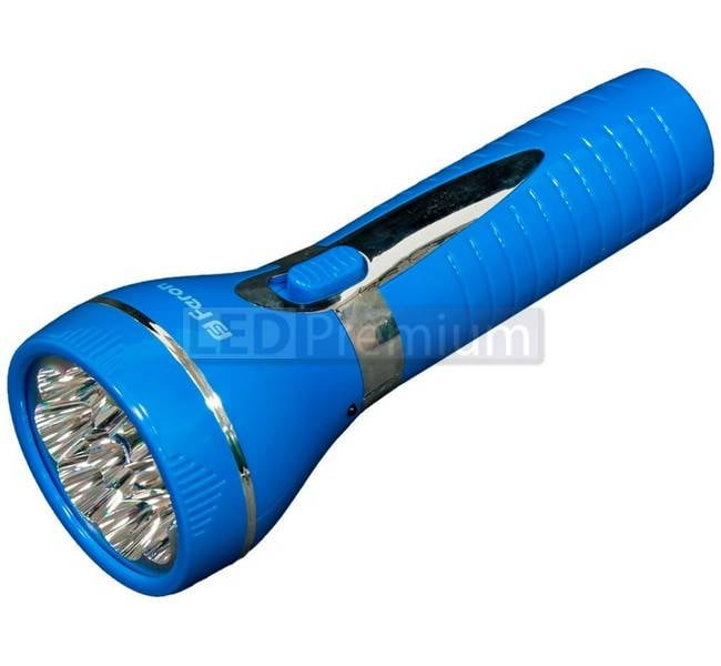 Фонарь аккумуляторный ручной 9LED 0,6W со встроенной вилкой для зарядки, голубой, TL041