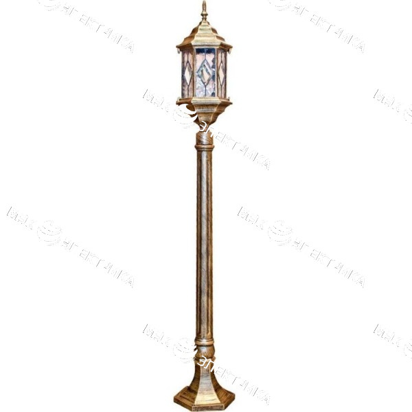 Светильник садово-парковый 60W 230V E27 1.2M черное золото, PL126 "Витраж" Feron