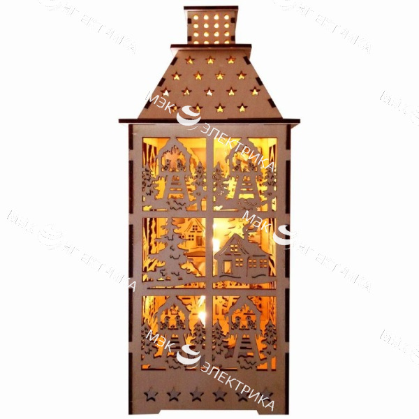 Деревянная световая фигура на батарейках "Башня", LT091