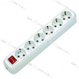 Колодка 6 гнезд c\з с выключателем(T)