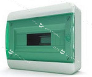 Бокс навесной IP-40 12 модулей прозр/зелен BNZ 40-12-1