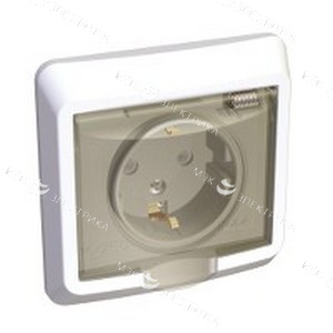 Евр.розетка с/п 1м со шторк. с крышкой IP44 белый Schneider Этюд РС16-044В