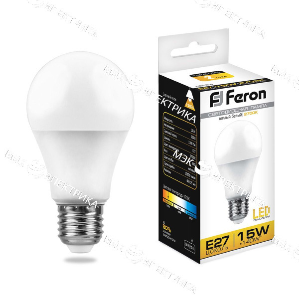Лампа светодиодная E27-15W-2700K LB-94 Feron (шар)