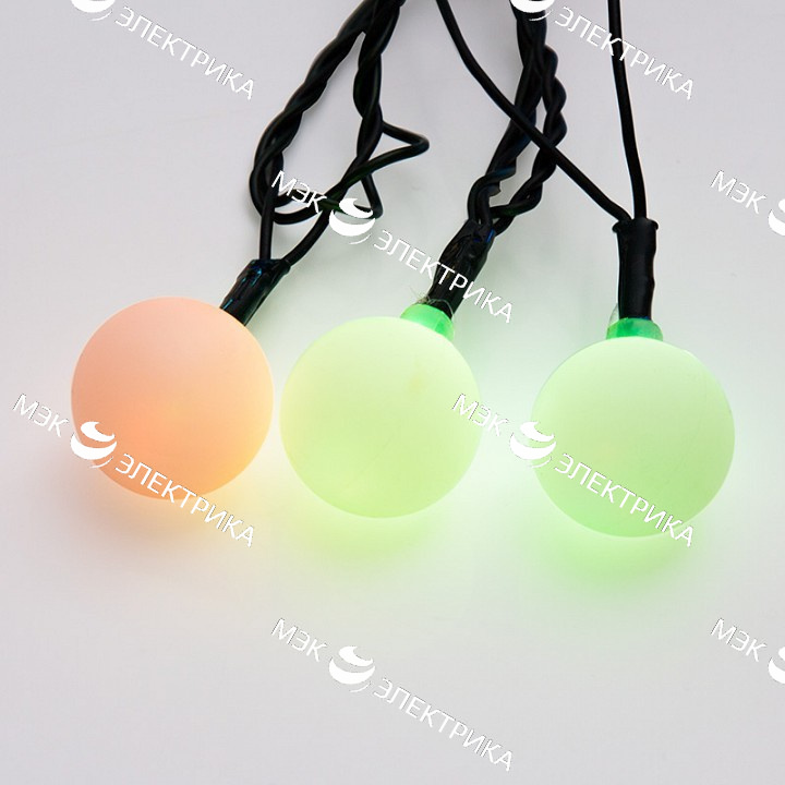 Гирлянда светодиодная "Шарики" 5м d30мм 25LED RGB 6Вт 220-240В IP20 провод ПВХ темн. зел. Neon-Night