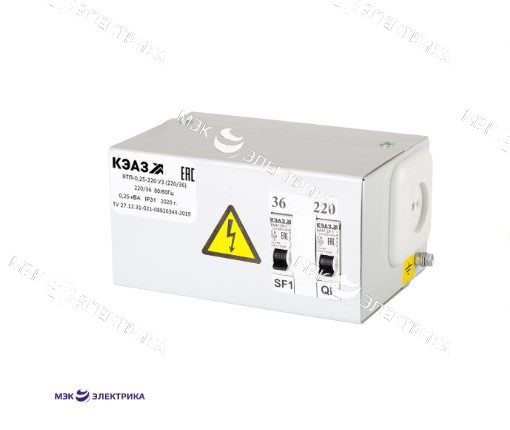 Ящик с понижающим трансформатором ЯТП - 0,25 220/24 IP31 (ОСО) (2 авт) (225x150x125)