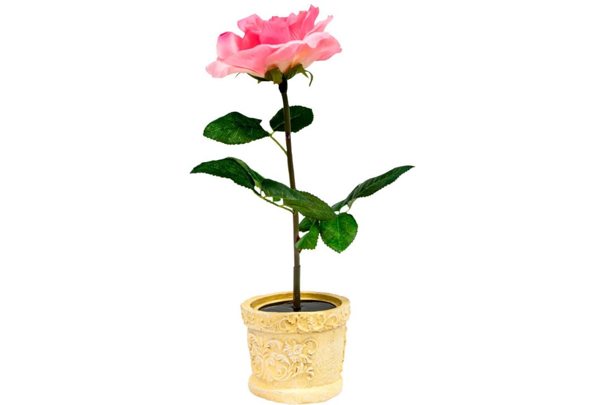 Светильник садово-парковый на солнечной батарее "Роза в горшке" розовый, 1 LED, PL306 Feron