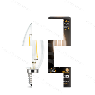 Лампа светодиодная филаментная Black Filament 5Вт свеча 2700К тепл. бел. E14 420лм GAUSS 103801105