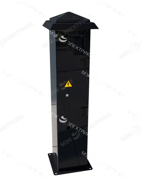 Стойка уличная с розетками из нержавеющей стали с дверцей и 4 розетками IP54 черный