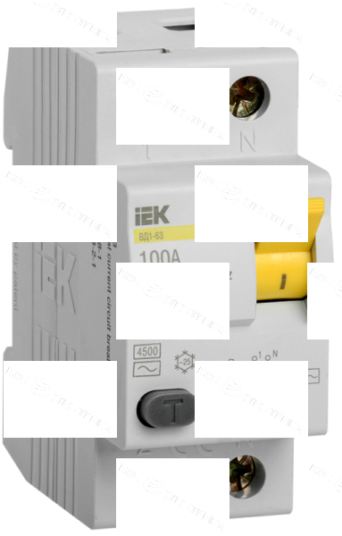 Выключатель дифференциального тока (УЗО) 2п 100А 100мА тип AC ВД1-63 IEK MDV10-2-100-100