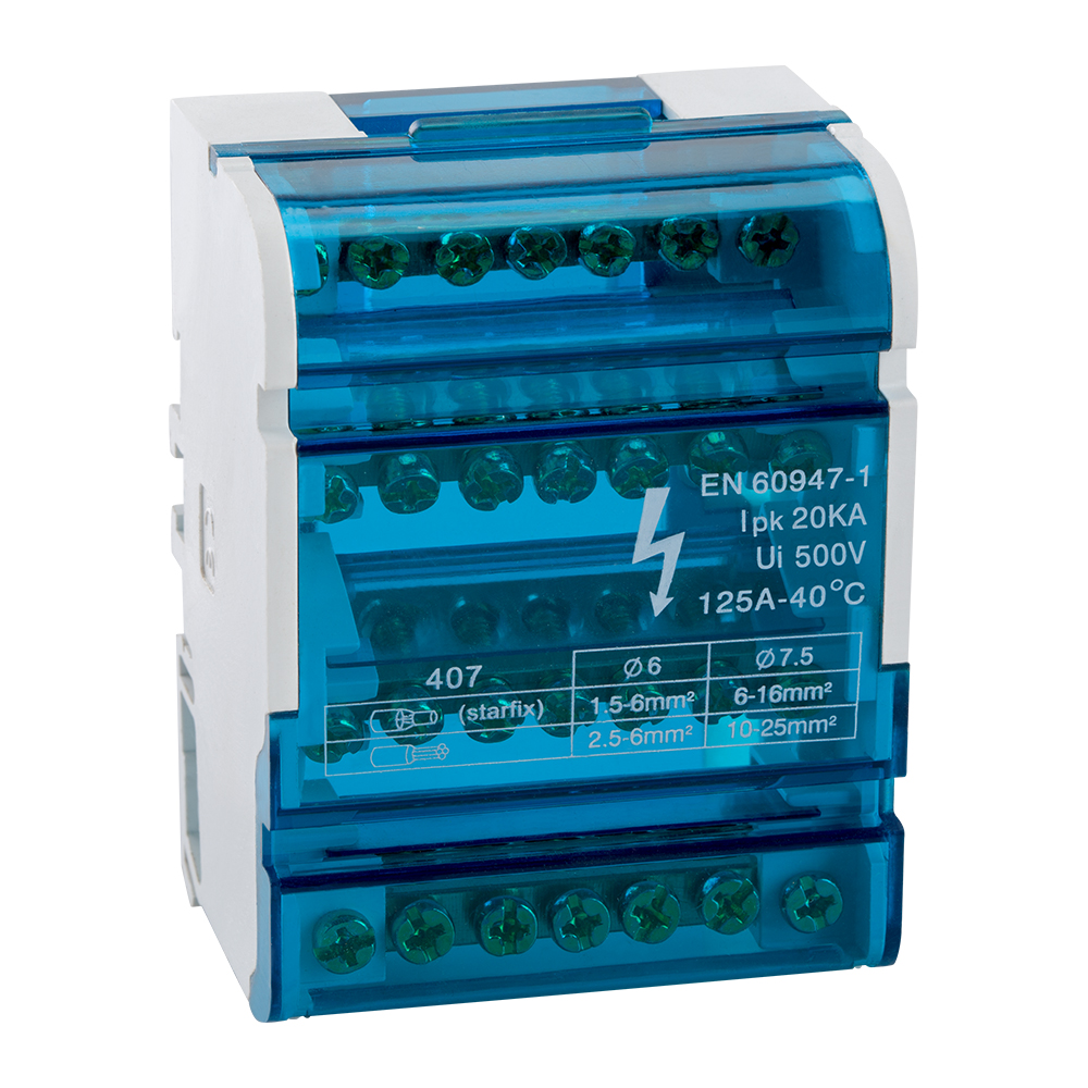 Шина N нулевая в корпусе на DIN-рейку