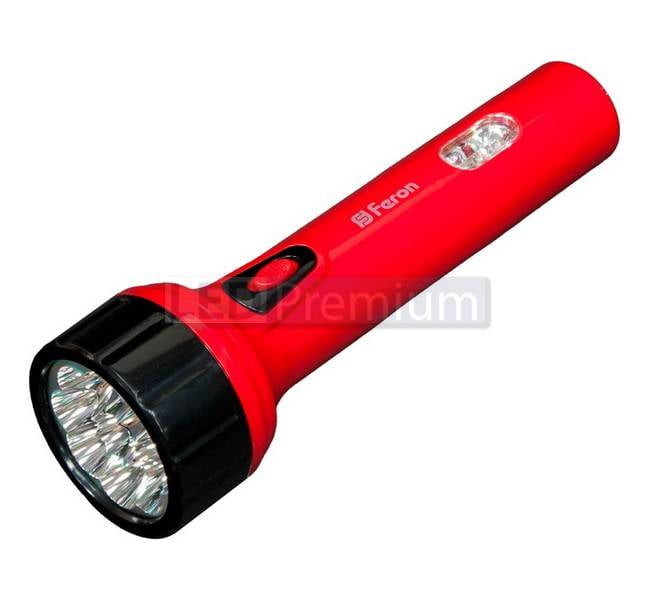 Фонарь аккумуляторный ручной 9+3LED 0,7W со встроенной вилкой для зарядки, красный, TL042
