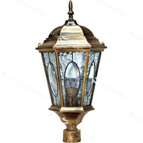 Светильник садово-парковый 60W 230V E27 черное золото, PL152 "Витраж" Feron