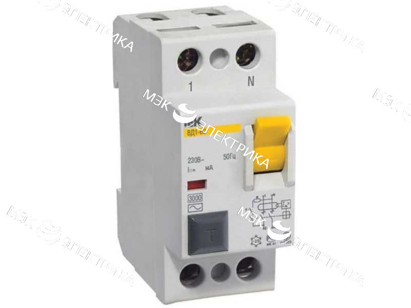 Выключатель дифференциального тока (УЗО) 2п 25А 300мА тип AC ВД1-63 IEK MDV10-2-025-300