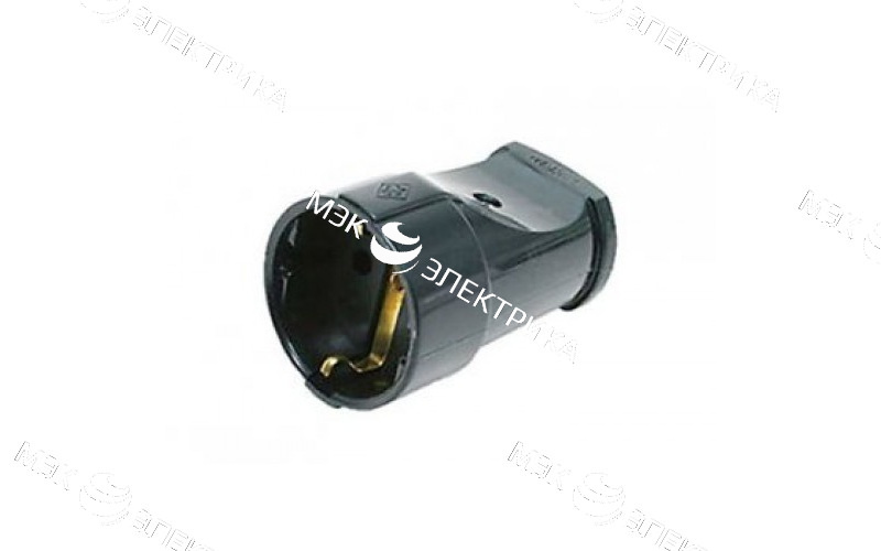Штепсельное гнездо с/з на кабель, черное Makel 10053(M)