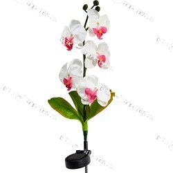 Светильник садово-парковый на солнечной батарее "Орхидея белая с розовым" 5LED белый70см PL301 Feron