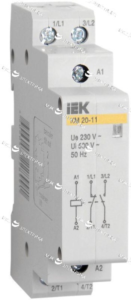 Контактор модульный КМ20-20 20А/2п 2НО 220В AC/DC IEK MKK10-20-20