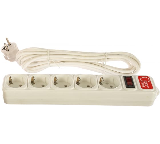 Сетевой фильтр СОЮЗ ПВС 3*0,75 белый 5м