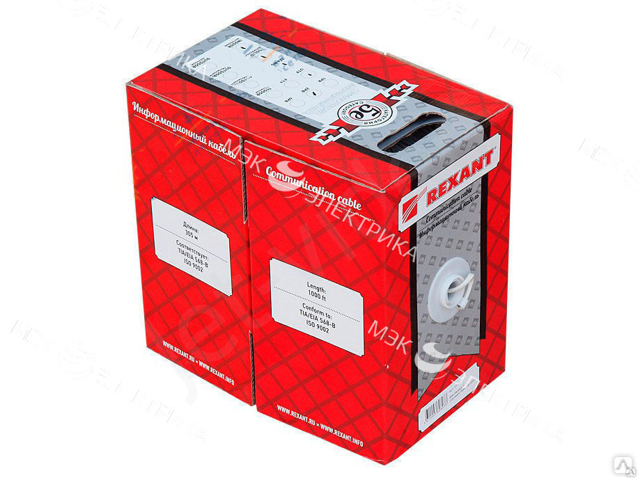 Кабель витая пара F/UTP кат.5E 4х2х24AWG медь МЖ сер. (305м) Rexant 01-0145