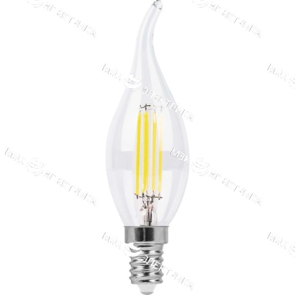 Лампа светодиодная E14- 7W-2700K LB-67 теплый белый (свеча на ветру прозрачная) Feron 