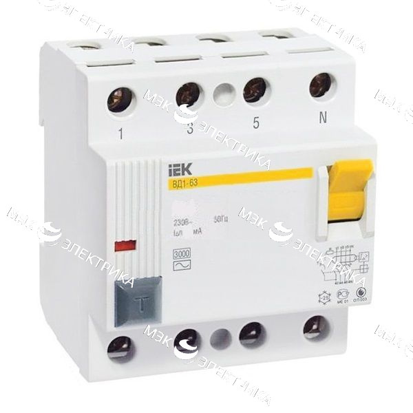 Выключатель дифференциального тока (УЗО) 4п 50А 300мА тип AC ВД1-63 IEK MDV10-4-050-300