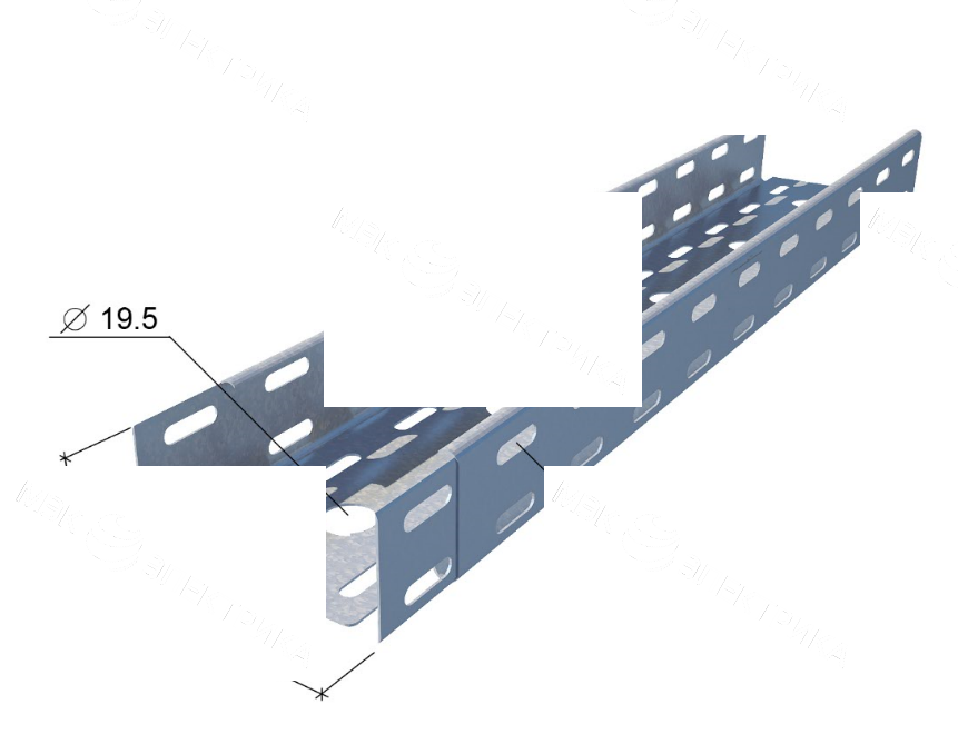 Лоток перф. 3000х400х50х1,0мм (дл.3м) "БЫСТРЫЙ МОНТАЖ"