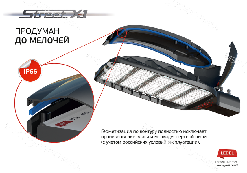 Светильник Street X1/83/Ш8M/5.0K/(К5)/MT-KM/SKX-01/220AC IP66 консольное крепление LEDEL SX1PKLRUS00