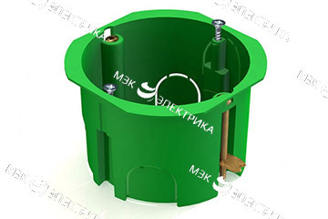 Коробка установочная D65х45 (IP-30) зел. для гипсокартона мет.зажим