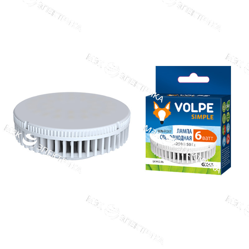 Лампа светодиодная GX53- 6W-белый Серия Simple Volpe