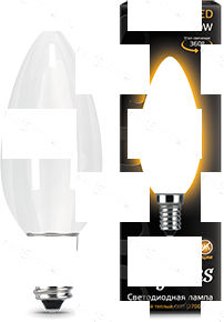 Лампа светодиодная филаментная Black Filament 5Вт свеча матовая 2700К тепл. бел. E14 420лм GAUSS 103