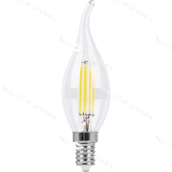 Лампа светодиодная E14- 7W-4000K LB-67 белый (свеча на ветру прозрачная) Feron 