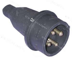 Вилка переносная (каучук) 3P+E, 16A, 380-415V, IP44