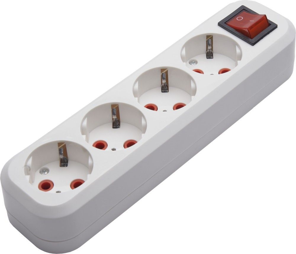 PST16-411-20 Розетка переносная разборная, на 4 гнезда с выключателем, с/з, 250В, 16A, IP20, белая