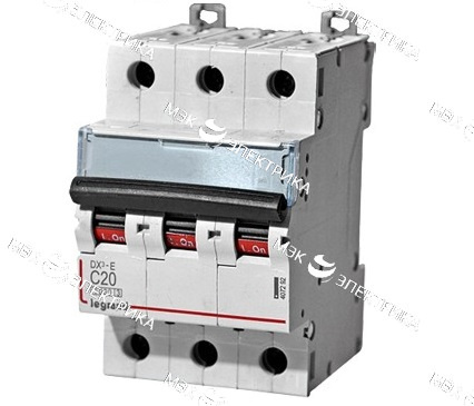 Выключатель автоматический модульный 3п C 20А 6кА DX3-E 6000 3мод. 230/400В Leg 407292