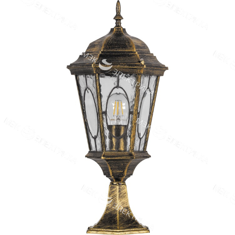 Светильник садово-парковый, 60W 230V E27 черное золото, PL154