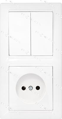Блок 2 выключателя и 1 розетка 2В-Рц-687