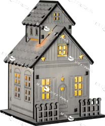 Деревянная световая фигура на батарейках "Домик 2х-этажный", LT125