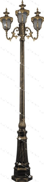 Светильник садово-парковый 3*60W 230V E27 черное золото, PL4049 "Флоренция" Feron