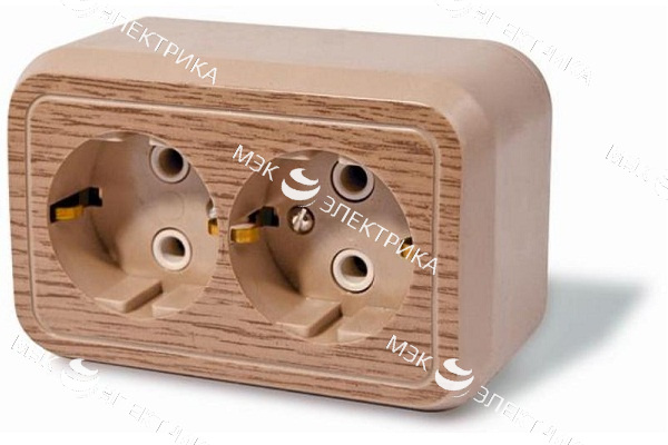 Розетка отк. уст. с з/к 2-мест. РА16-831 дуб greenel