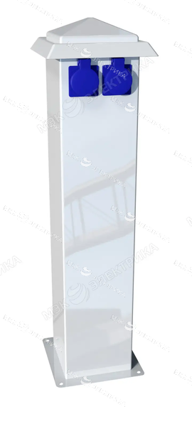 Стойка уличная с розетками из нержавеющей стали с дверцей и 4 розетками IP54 белый