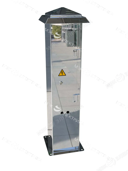 Стойка уличная с розетками из нержавеющей стали с дверцей и 4 розетками IP54