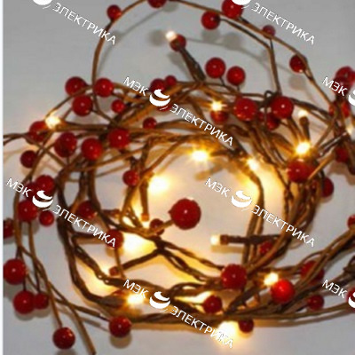 Гирлянда светодиодная "Красные ягоды на лозе", 1.7м, CL557
