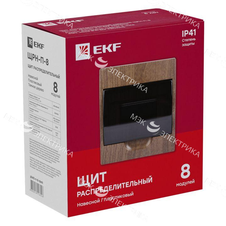 Щит ЩРН-П-8 IP41 темное дерево PROxima EKF pb40-n-8-dark