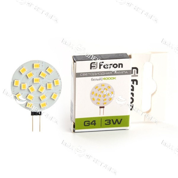 Лампа светодиодная G4-3W-4000К LB-16 Feron