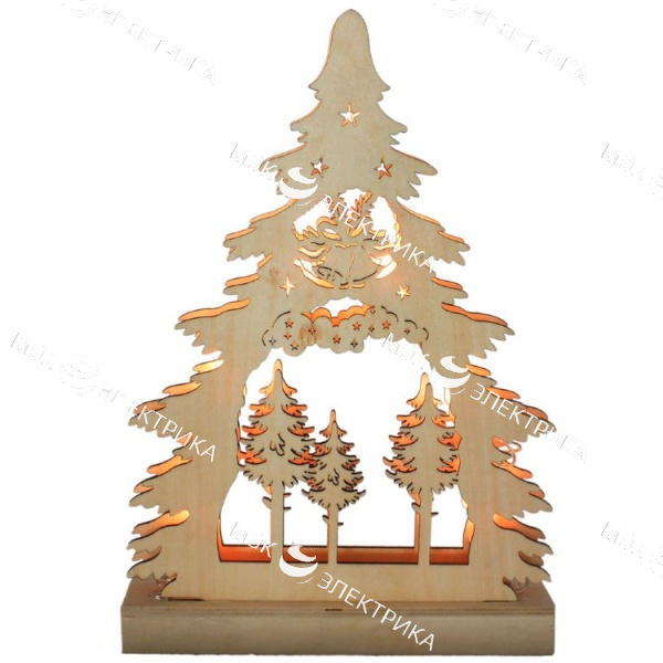 Деревянная световая фигура "Елка цветная на батарейках", LT081