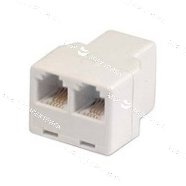 Двойник тел. гнезд.-2 гнезд. 6P-4C бел. Rexant 03-0032