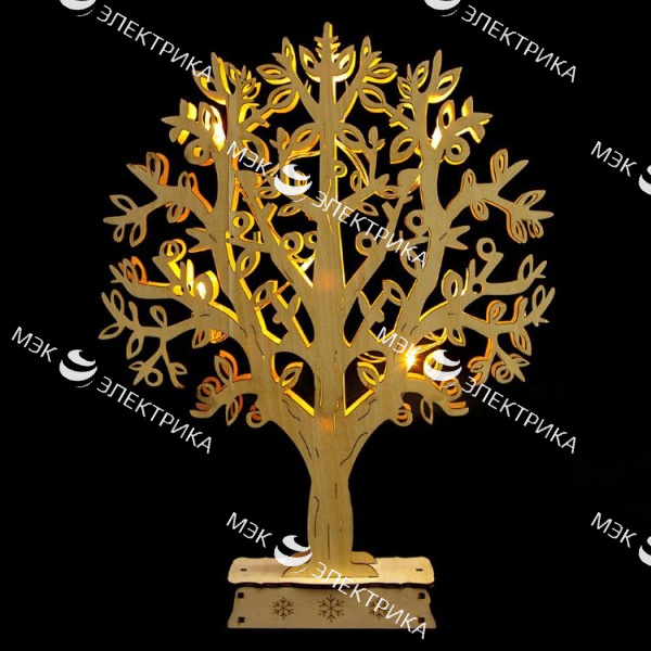 Деревянная световая фигура на батарейках "Дерево", LT094